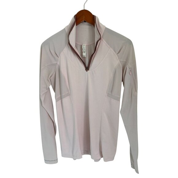 Lululemon Athletica Womens 1/2 Zip Long Sleeve Top Size 8 Light Pink Nylon Spand - Picture 4 of 9